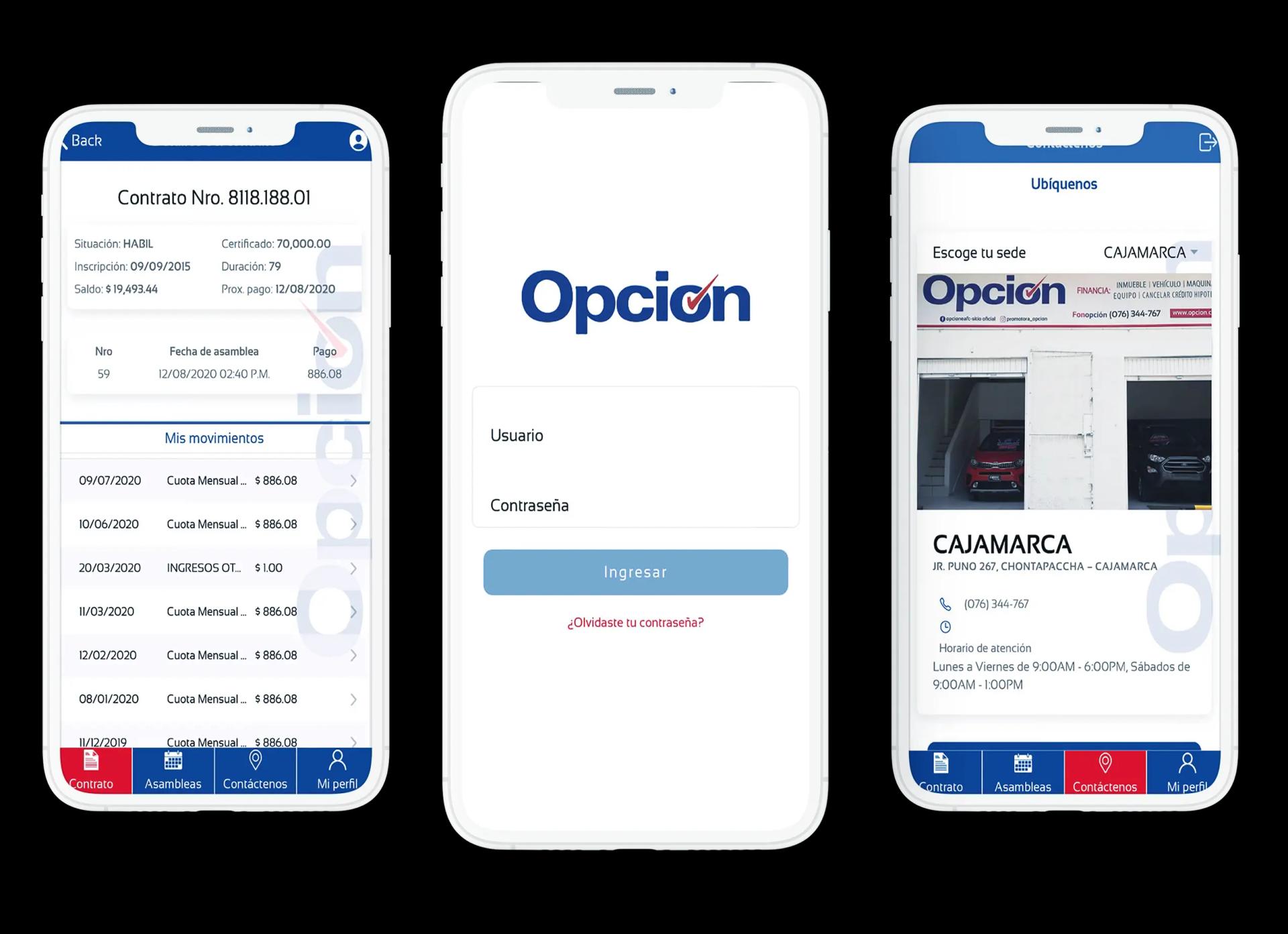 Mockup App Promotora Opción