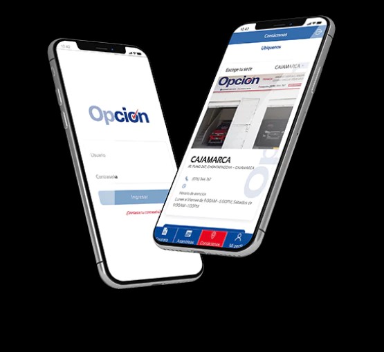 Mockup app movil Promotora Opcion